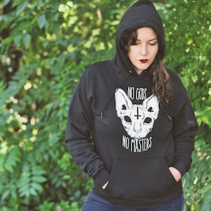 No Gods No Masters hoody/No idols hoody/cat hoody/Sphinx hoody/satan hoody/punk hoody/satanist hoody