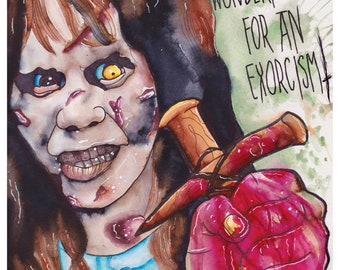 Der Exorzist Fine Art Print, Horrorfilm Kunst,Regan MacNeil, Linda Blair Druck, Dämon Kunst, dämonische Besessenheit, der Teufel