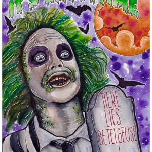 Beetlejuice art print, beetlejuice print, beetlejuice beetlejuice beetlejuice, Lydia Deets, Horror art, horror fan, custom art, art print