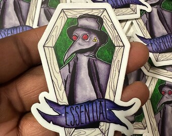 Plague doctor sticker/Plague sticker/Horror sticker/Tarot sticker/Tarot sticker/Black magick/Black magic/Essential employee/funny sticker