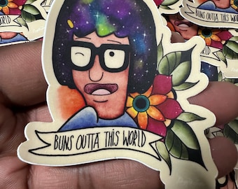 Tina Belcher Bobs Burgers sticker, Vinyl sticker, adult swim, I'm not hero, Tina belcher butts, galaxy sticker, watercolor galaxy