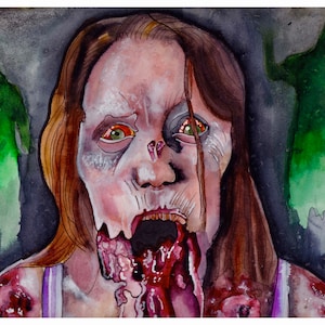 Walking Dead Zombie Originalkunst, Walker, Walking Dead Kunst, Zombie Malerei, Gore Kunst, Norman Reedus, Andrew Lincoln, Zombies, Horror Kunst