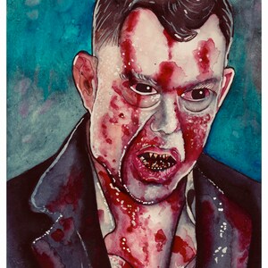 30 Days of night Marlow original art print, horror art, 30 days of night, vampire art, vampires, gifts under, bloody art, horror fan
