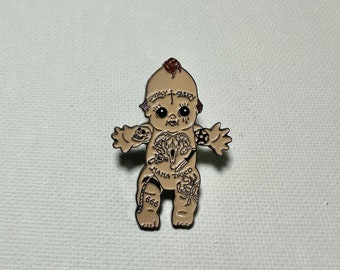 Demon baby pin/Tattoo pin/Traditional tattoo pin/Goth pin/Punk pin/Tattoo flash/Satan pin/Devil pin/Horror pin/Enamel pin/Valentines day