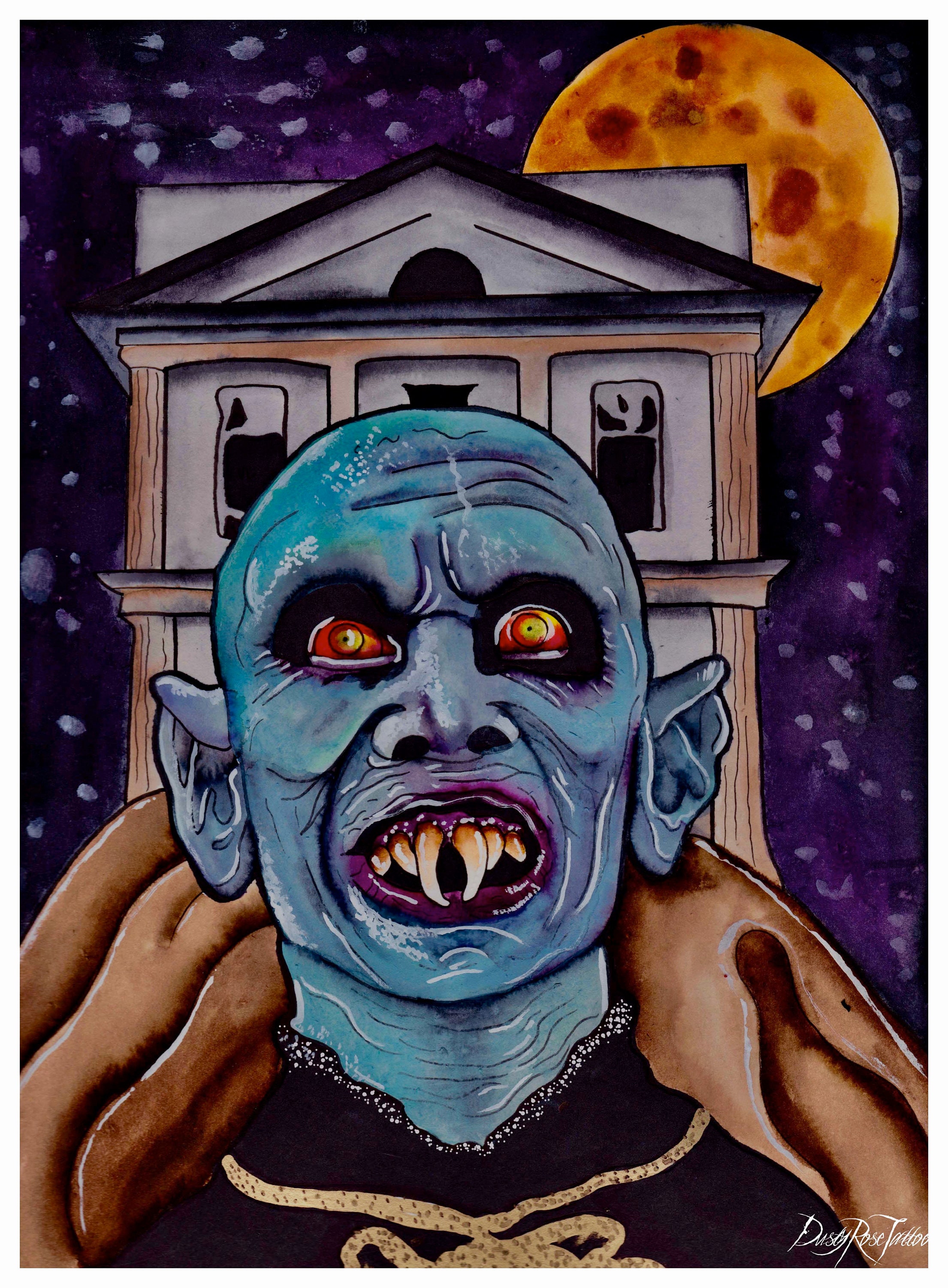 Mr Barlow original art print, Salems lot art, vampire art, Stephen King, Stephen King art, horror art, halloween, horror movies, art print