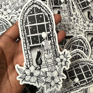 Friends beyond death/Skeleton sticker/Cat Sticker/Black cat sticker/Spooky sticker/vinyl sticker