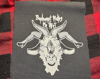 Patch Baphomet me fait mouiller/patch Baphomet/patch tête de chèvre/patch diable/patch satan/patch gothique/patch sataniste/patch horreur/patch vagin