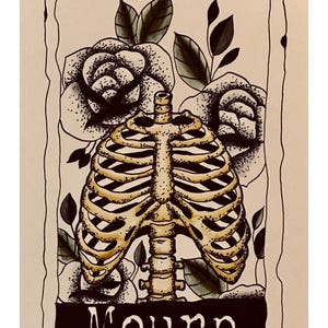Impresión artística de la carta del tarot Mourn, arte de la carta del tarot, impresión artística original, impresión de bellas artes, arte de calaveras, arte de esqueletos, arte de la muerte, impresión de la carta del tarot