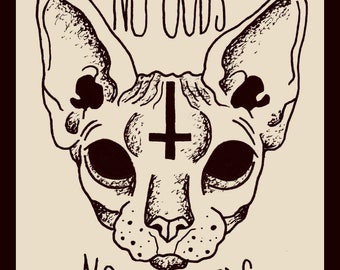 No Gods No Masters art print, No idols print, cat print, Sphinx print, cat print, satan print, art print punk print, satan print, satanist