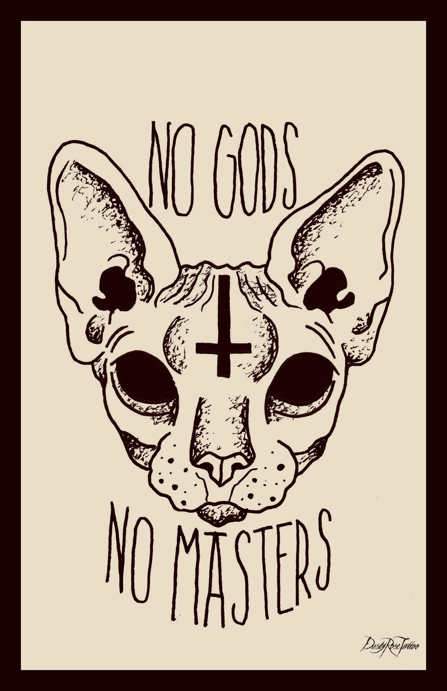 No Gods No Masters Art Print, No Idols Print, Cat Print