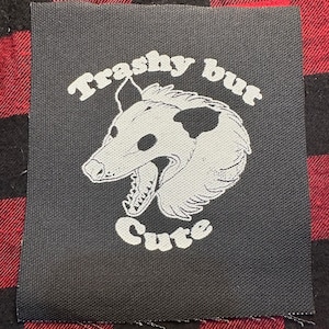 Trashy but cute possum patch, possum, opossum, trashy, trashy patch, back patch, punk patch, sew on patch, funny patch, punk accessories