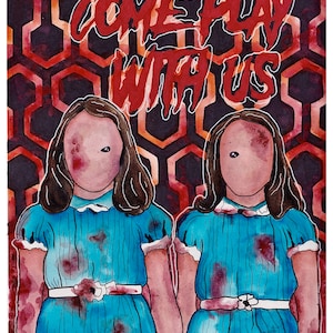 The Shining Original artwork, The Grady twins, The Shining painting, art print, horror art, dark art, Stephen King, Heres Johnny