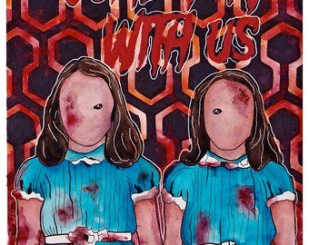 The Shining Original artwork, The Grady twins, The Shining painting, art print, horror art, dark art, Stephen King, Heres Johnny