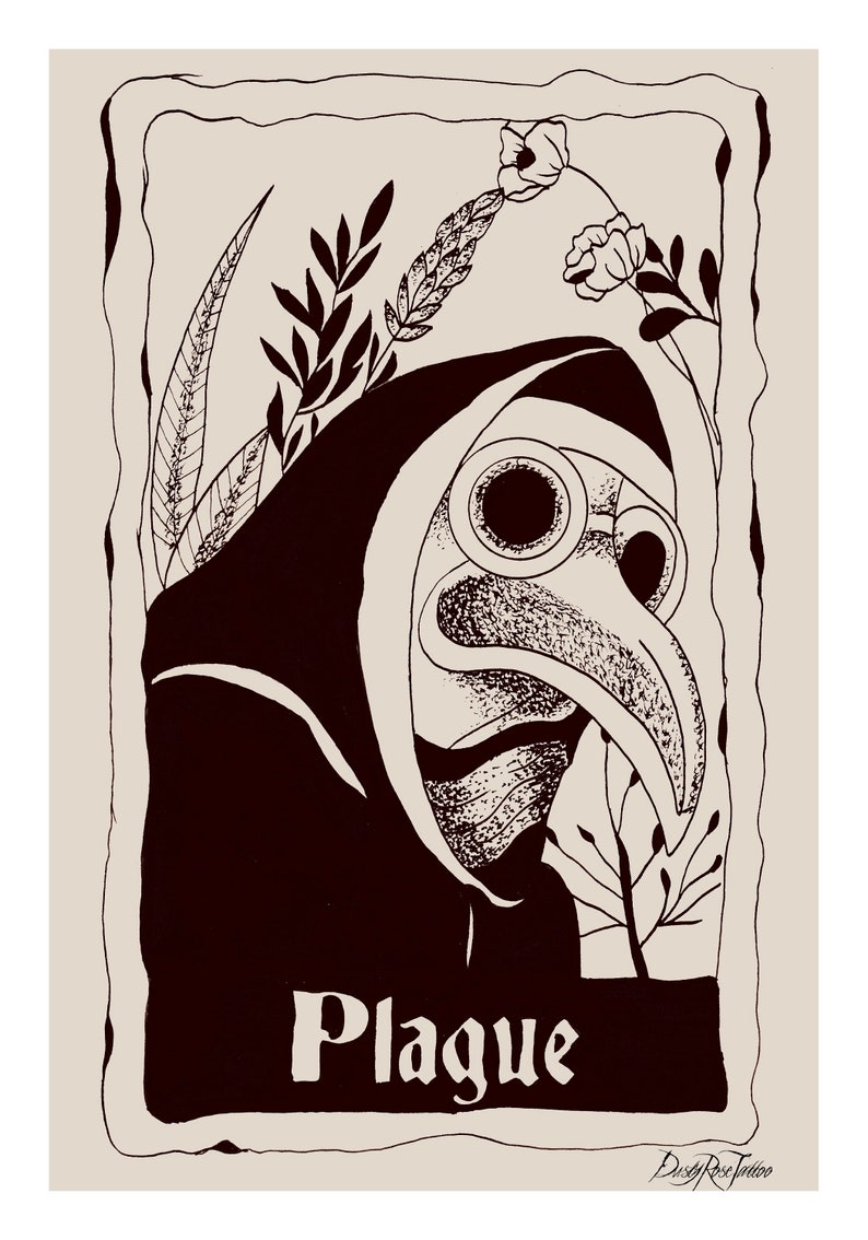 Plague Doctor Original Art Print Plague Mask Bubonic Plague - Etsy