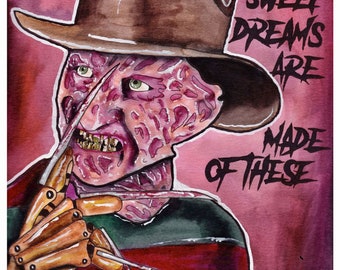 Freddy Krueger Original art print, horror art, horror art print, halloween art, dark art, horror movie fan, nightmare on elm street