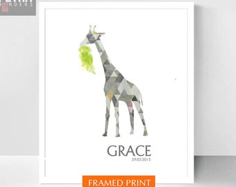 Nursery playroom print, Personalised Name Giraffe Print, Decor Children's room wall art, Custom Name Baby Gift Print, Abstract art