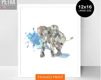 Elephant Nursery Print -Nursery Print -Elephant gifts print,Unique Baby Gift .  Abstract Art Framed print. 12x16 size