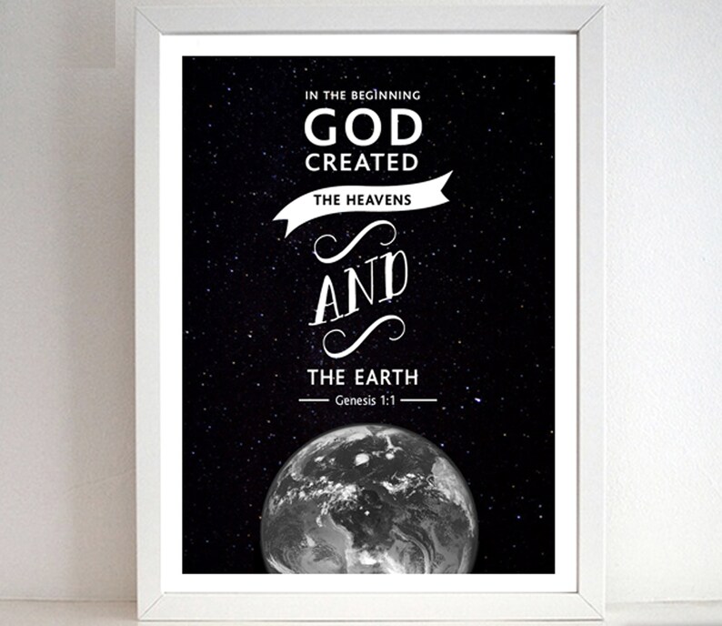 Genesis 1.1 Print Scripture Art Framed Print Bible Verse - Etsy