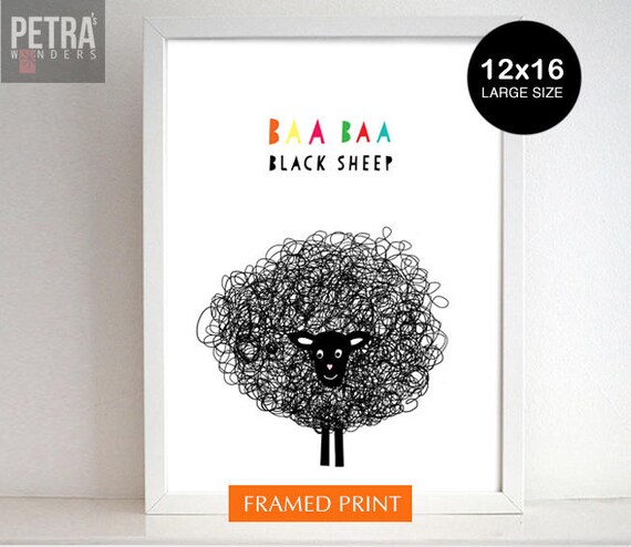Baa Baa Black Sheep Print Home Wall Art Nursery Poster