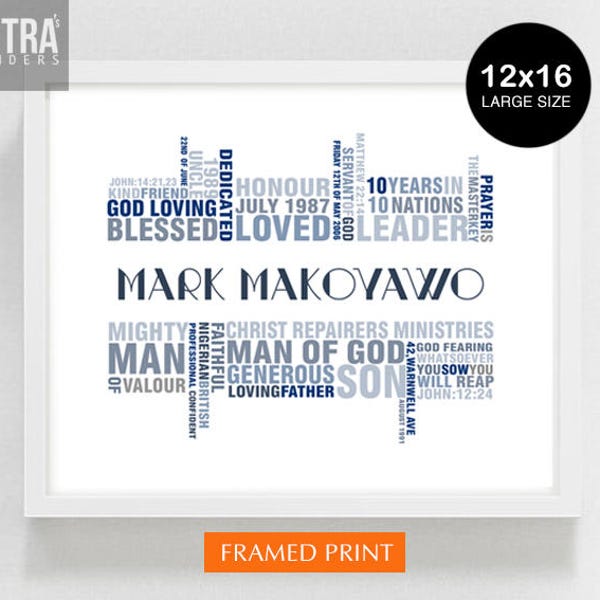 Typographic personalised print. Personalised  Words art, Gift for him  Home decor. Birthday gift, Anniversary gift, wedding gift.