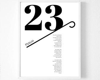 Psalm 23 The lord is my Shepherd Bible verse wall art Minimalist Modern Black and White Christian Art Home decor Christian Typography print