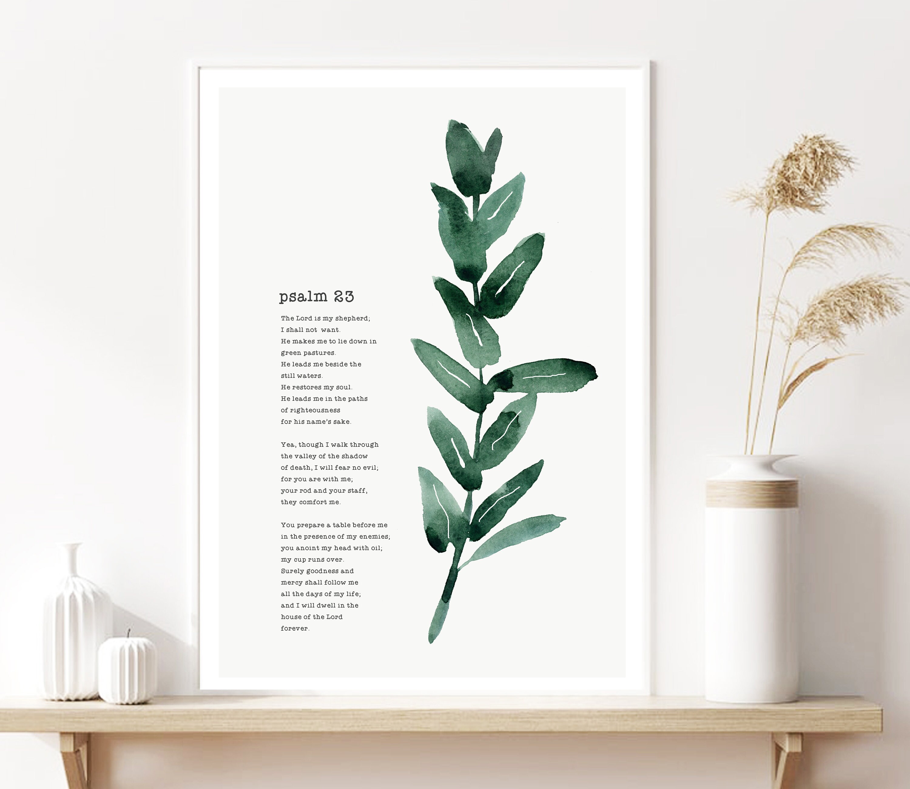 Bible Verse Print, Psalm 23 the Lord is My Shepherd Wall Art ...