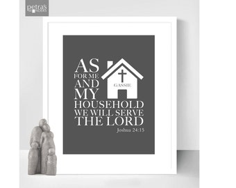 Personalised Home Print, Bible verse decor, Family wedding Anniversary, As for me and my household we shall serve the lord Joshua 24:15