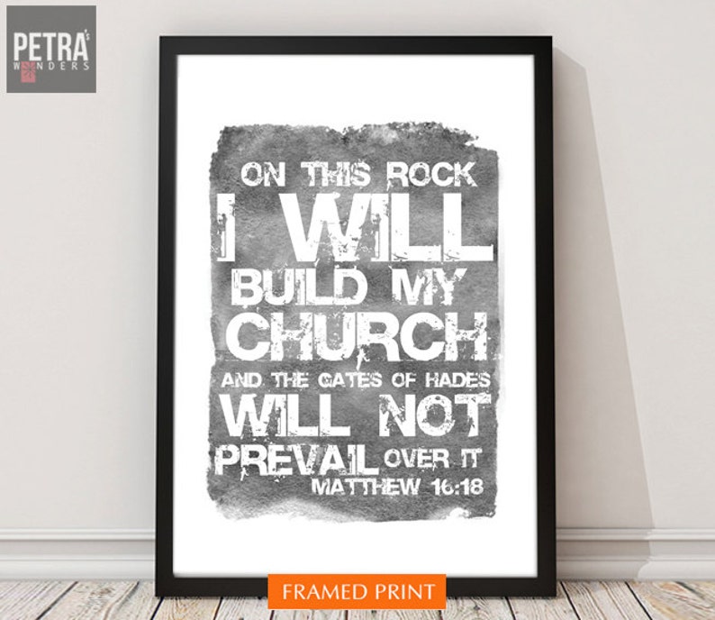Bible verse print on this rock i build my church print etsy