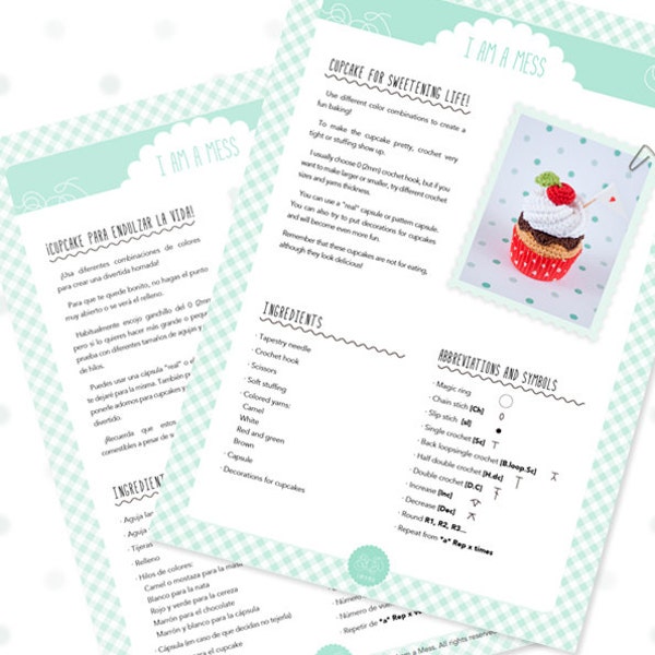 Cupcake crochet PATTERN. "whipped cream, chocolate and cherry, cupcake". PDF