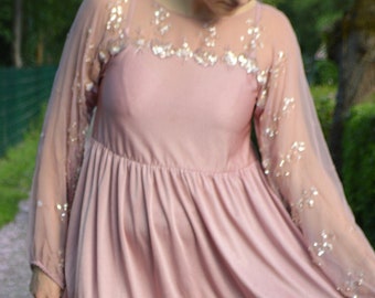 Vintage Rose Cherry Blossom maxi Dress L
