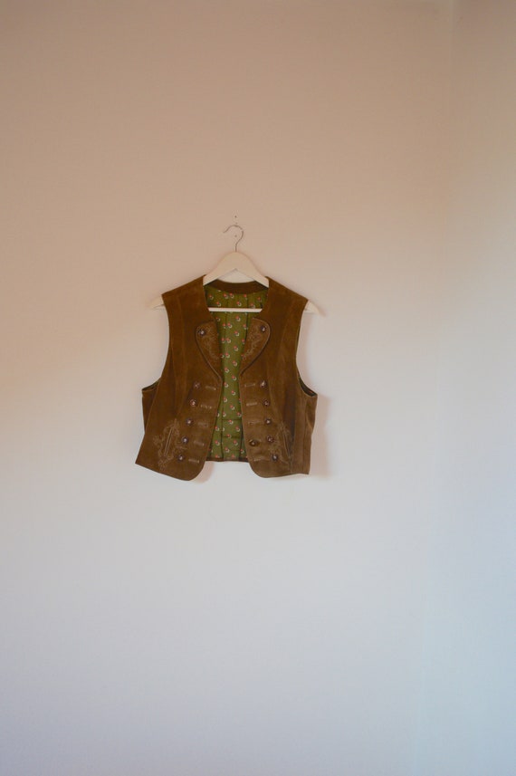 Bavarian Light Brown Suede Leather Vest M