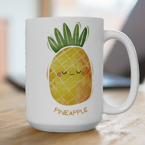 Cute Punny Pineapple Delight: I&#39;m Pine Mug, 15 oz Ceramic Coffee Mug, SEO, Pineapple Humor, Fruit Characters, Fruit Mugs, Fun Fruit Gifts,