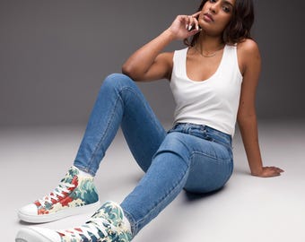 Floral Waves High-Top Canvas Shoes  Stylish And Comfortable Footwear