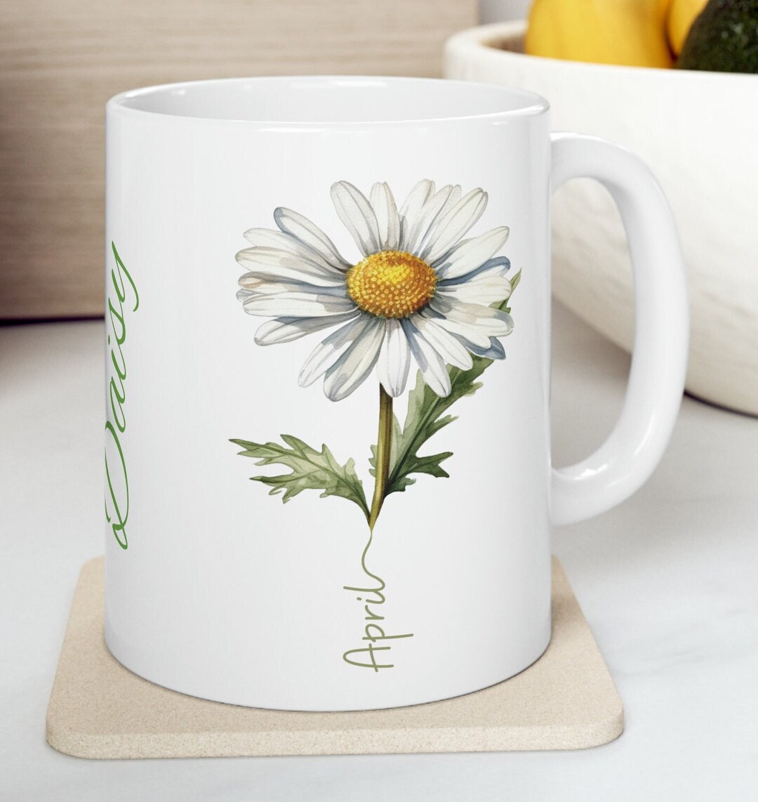April Birth Flower Mug: Daisy Dreams Ceramic Mug, Spring Gift - Etsy