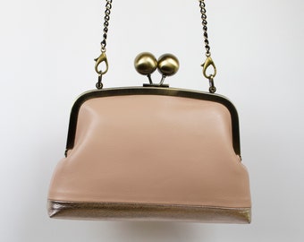 Blush pink leather clutch purse