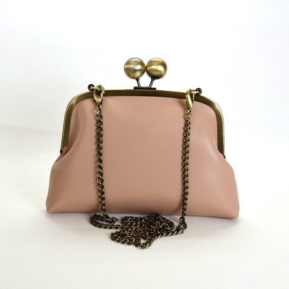 blush leather clutch