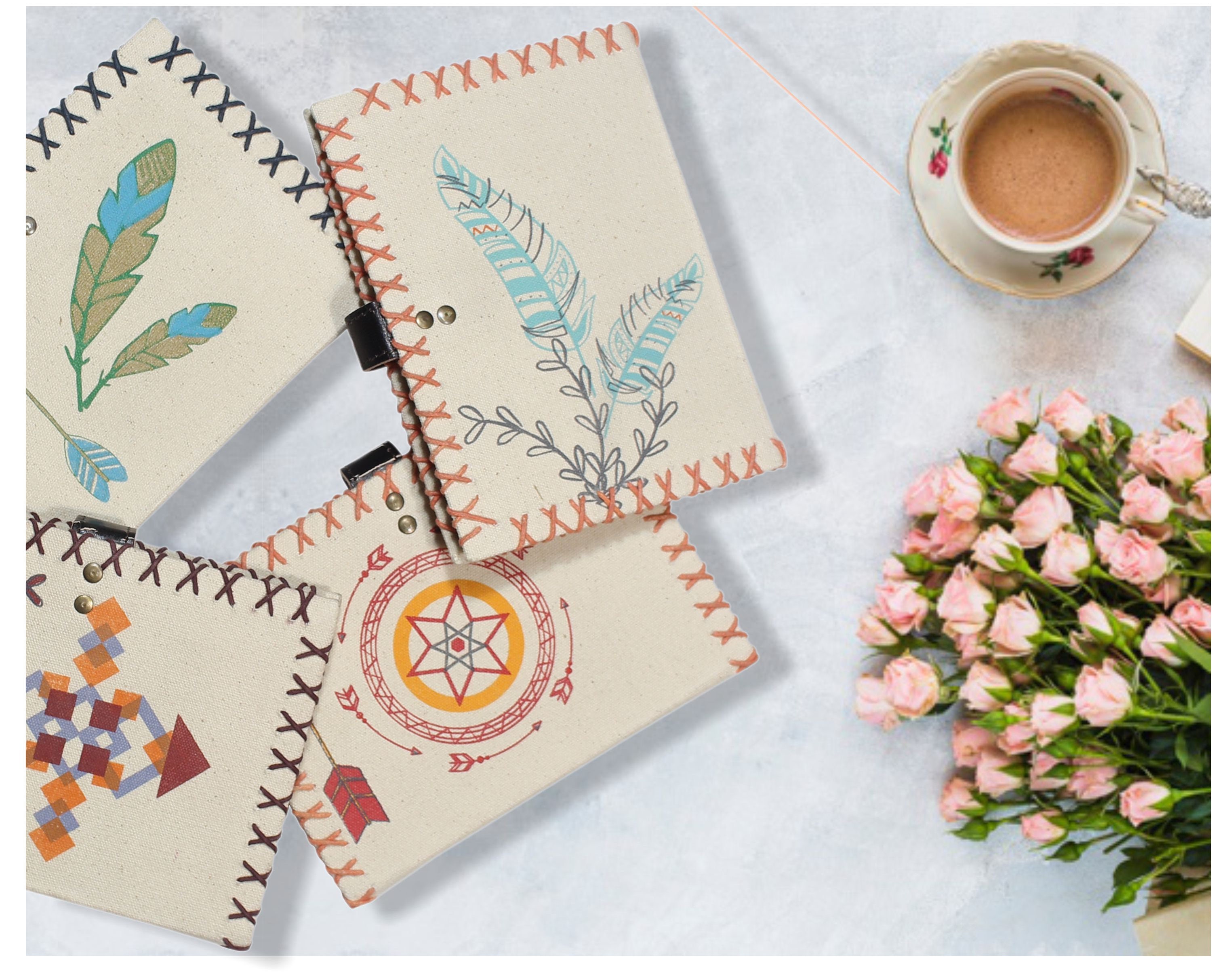 ASCETIC Handmade dreamcatcher canvas journal with leather Etsy