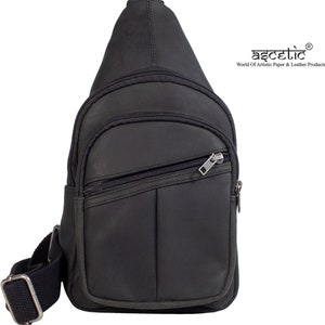 ASCETIC - Leather Cross Body bag,black leather sling,bags , Shoulder Bag, Made in INDIA