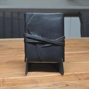 Black Leather Journal: Handmade Deckle Edge Paper, Leather Strap Closure