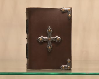 Handmade Leather Journal: Medieval Cross Book of Shadows (7x5)