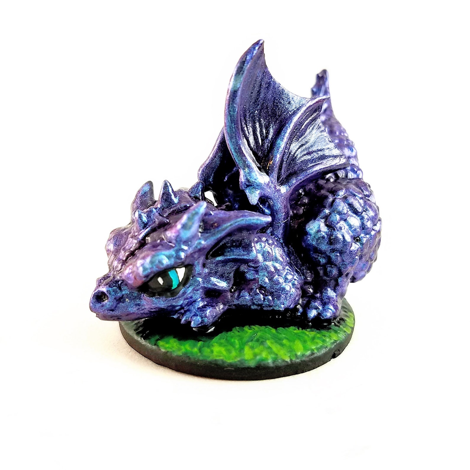 Baby Purple Amethyst Gem Dragon Hand Painted D&D Mini TTRPG Etsy