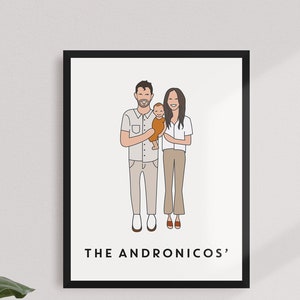 Custom Family Portrait, Family Illustration, Couple Portrait, Couple Illustration, Wedding Portrait, Digital Portrait, Framed Portrait