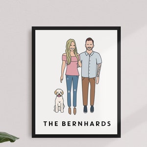 Custom Couple Portrait, Couple Illustration, Family Portrait, Family Illustration, Wedding Portrait, Digital Portrait, Framed Portrait