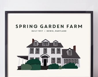 Custom Home Illustration – Housewarming Gift, Framed Print