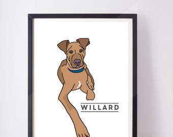 Custom Pet Portrait - Illustration - Wall Art - Framed - Home Decor