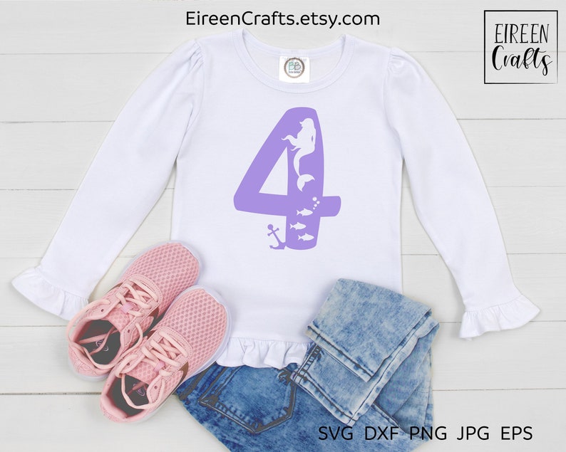 Download Mermaid 4 SVG Fourth birthday svg dxf png jpg eps | Etsy