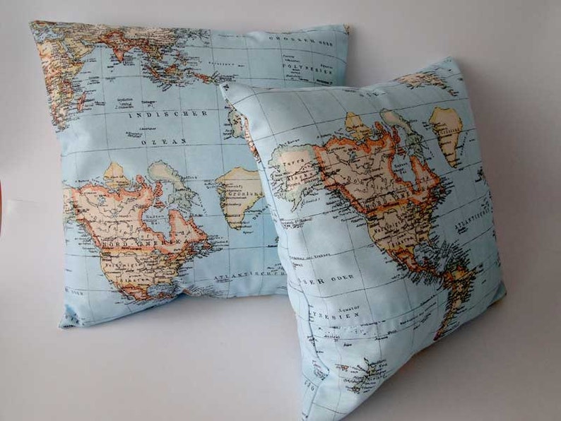 World map fabric Home decor fabric Sewing Maps Print Craft Etsy