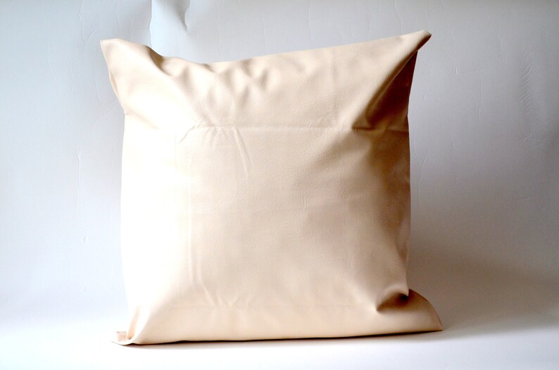 Beige Throw Pillow Cushion Home Decor Cover Wedding Decor Handmade Design Faux Leather Case Housewarming Gift Beige Faux Throw Case