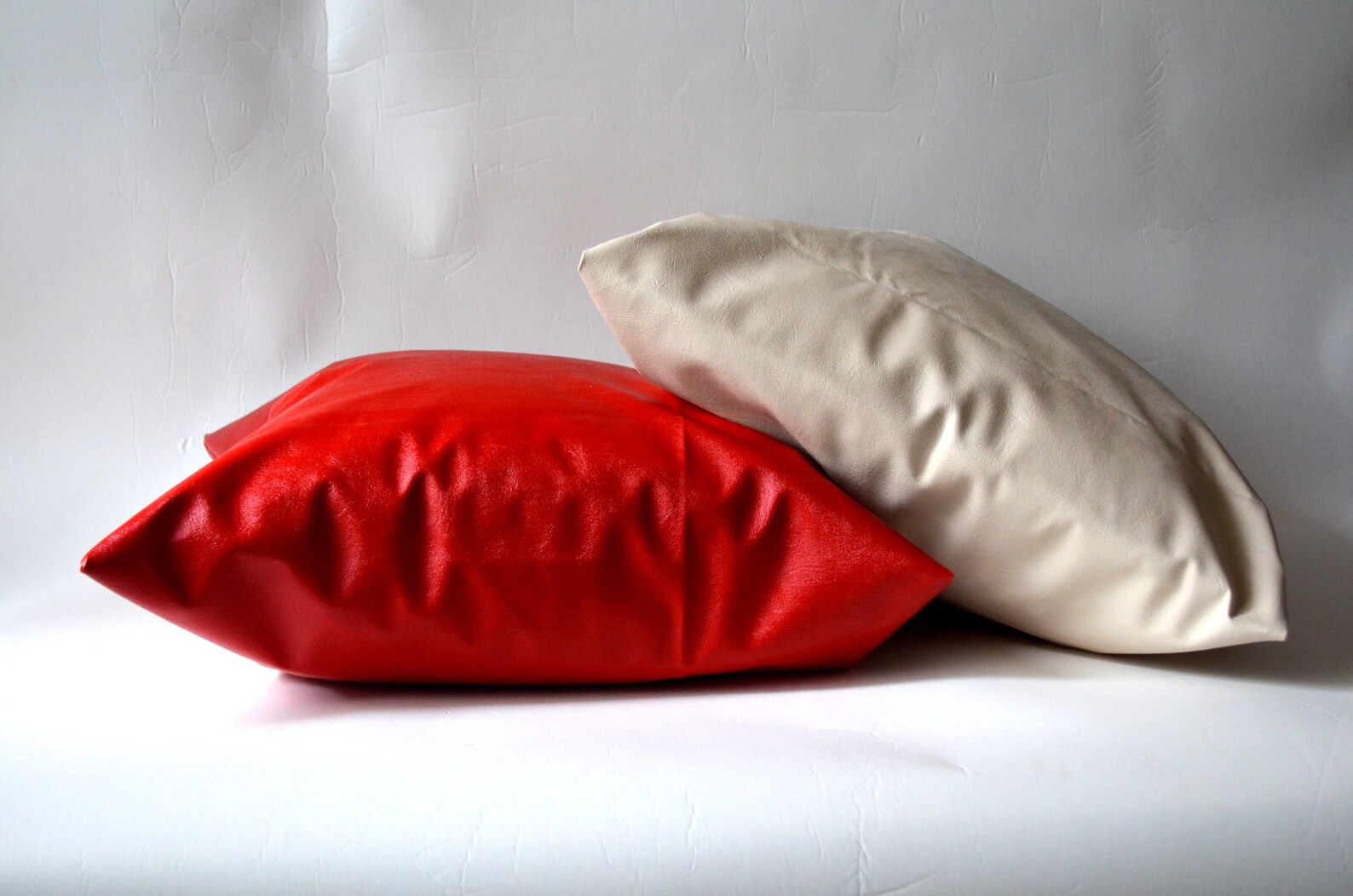 Red Leather Pillow Cushion Home Decor Cover Faux Leather Etsy