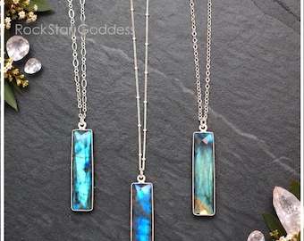 Silver Labradorite Necklace, Labradorite Jewelry, Labradorite Pendant, Sterling Silver Labradorite, Labradorite Pendant, Gift for Her